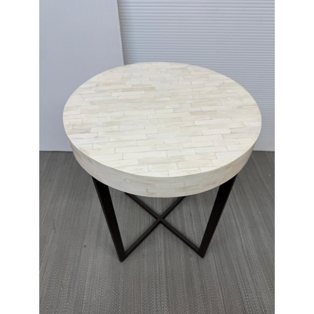 West Elm Bone Side Table, Ivory For Sale - Image 9 of 12