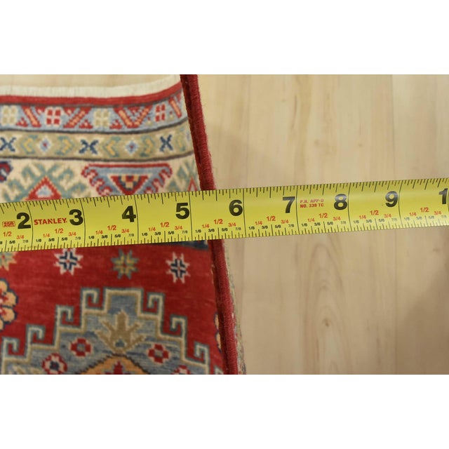 Kazak Runner 2’8” X 6’4” Red Wool Tribal Hand-Knotted Oriental Rug For Sale - Image 10 of 12