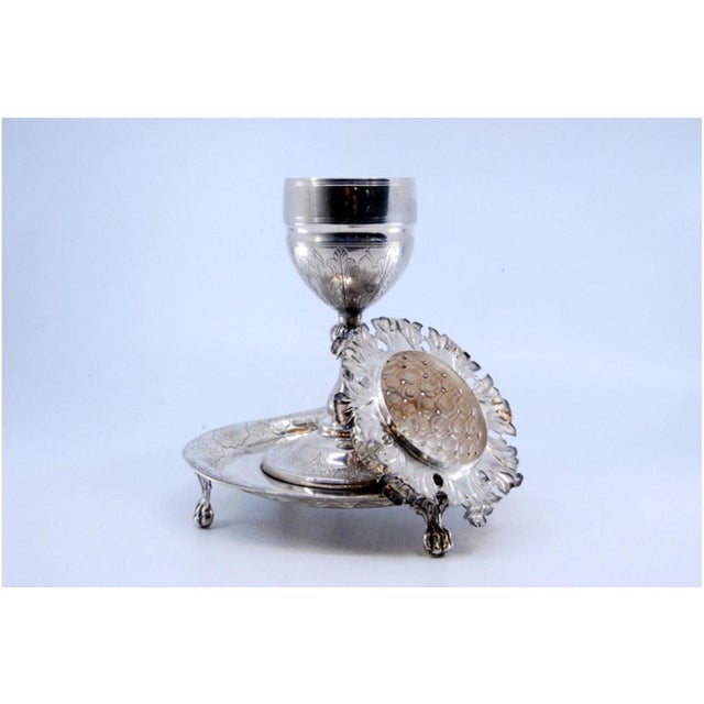 Poppy-Shaped Silver Toothpick Holder with Engraved Frame and Base and Claw Feet For Sale - Image 5 of 9