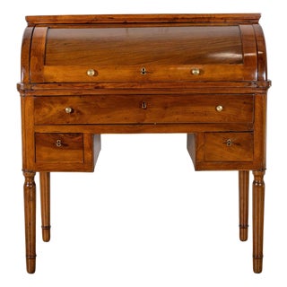 19th-Century Italian Charles X Walnut Cylinder Desk For Sale