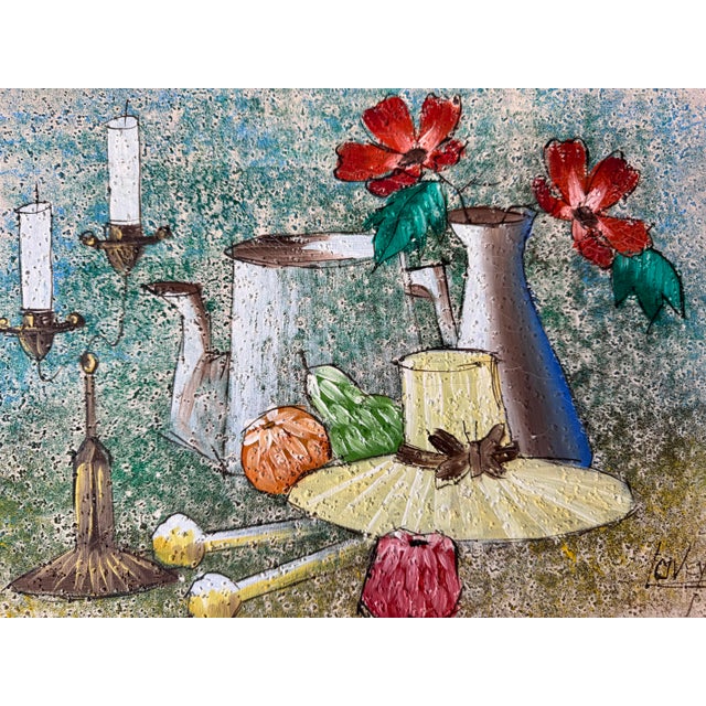 1980s Vintage Lovey Original Still Life Oil Painting on Canvas, Framed For Sale - Image 5 of 10