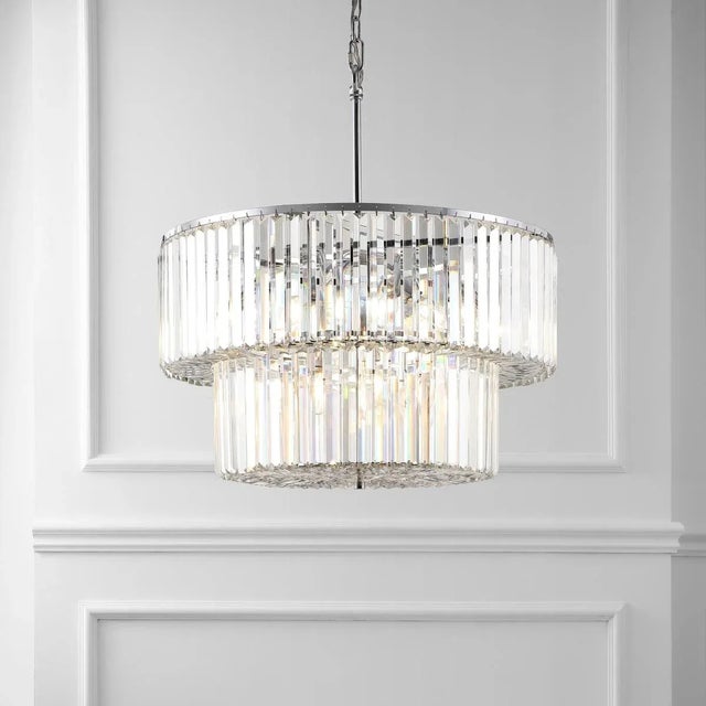 Modern Viviann Crystal Two-Tier Chandelier in Chrome/Clear For Sale - Image 3 of 3
