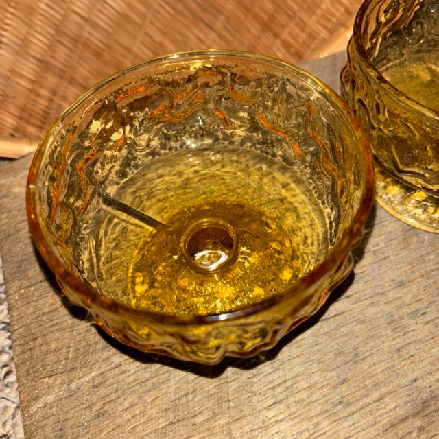 Vintage Set of Two Depression Glass Amber Colored Sherbet Serving Dishes For Sale In Philadelphia - Image 6 of 7