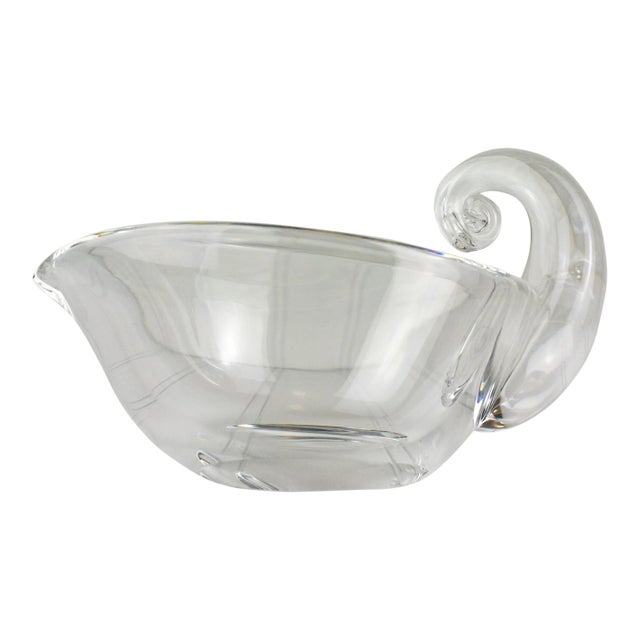 1940s Signed Steuben Crystal Glass Gravy Boat, Sauce Bowl For Sale