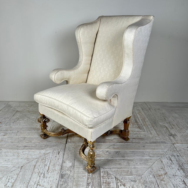 Wingback Lounge Chair in Giltwood For Sale - Image 9 of 12