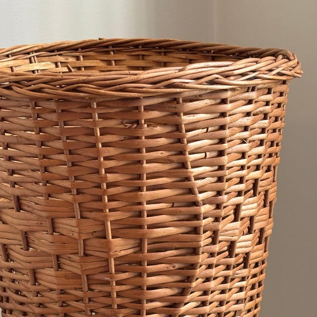 Mid-20th Century Natural Wicker Wastepaper Basket For Sale - Image 11 of 13