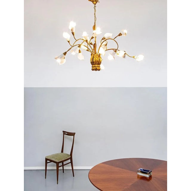 White Mid-Century Modern Italian Brass and Metal Pendant Lamp by Angelo Lelii, 1950s For Sale - Image 8 of 9