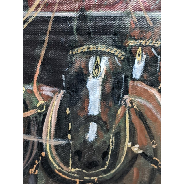Late 20th Century Monumental Green Equestrian Horse Carriage Oil Painting Ornate Gilt Frame Scott Duncan For Sale - Image 10 of 18