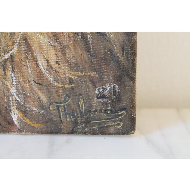Vintage Lion Head Painting on Board For Sale In Milwaukee - Image 6 of 9