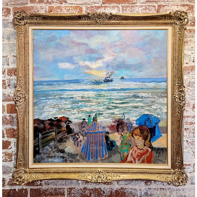 Emilio Grau-Sala -Le Havre Beach North of France 1965 Oil painting Mid century Spanish Expressionist - Oil painting on...