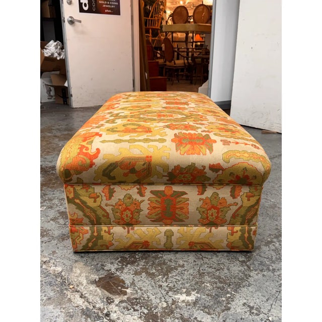 Patricia Edwards for Partridge Bespoke Upholstered Ottoman + Casters For Sale - Image 10 of 12