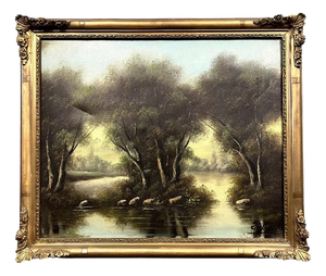 Eugène Petit, Napoleon III Barbizon School Landscape, 1800s, Oil on Canvas, Framed