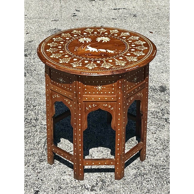 Vintage Boho Moroccan Elephant Inlay Side Table For Sale - Image 12 of 12