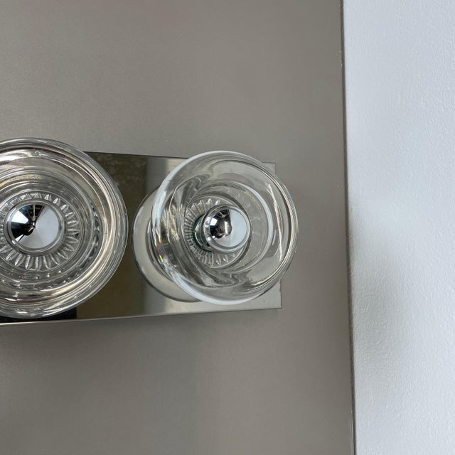 Space Age Original Metal Chrome Glass Wall Sconce from Cosack Lights, Germany, 1970s For Sale - Image 6 of 18