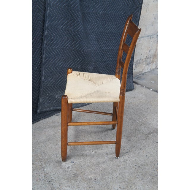 Brown 2 Antique Shaker Style Maple Woven Rush Country Farmhouse Dining Side Chairs For Sale - Image 8 of 12