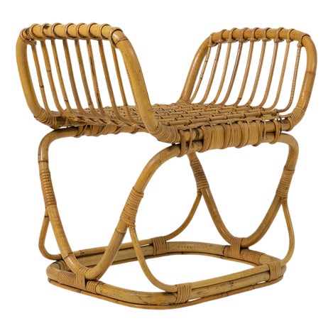 Mid-Century Bamboo Stool, 1950s For Sale