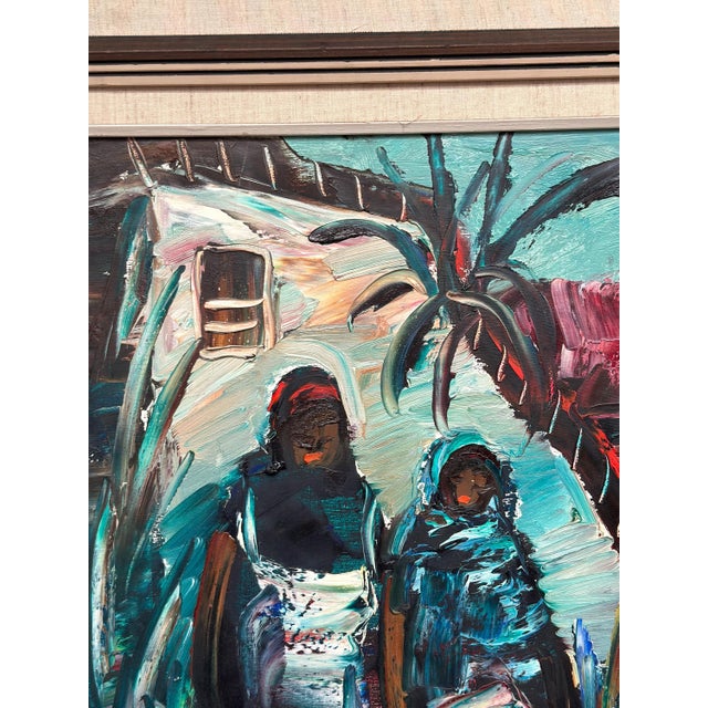 Eric Lo, Villagers II, 1950s, Oil on Canvas, Framed For Sale - Image 4 of 10