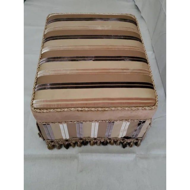 Brown Upholstered Custom Rectangular Ottoman or Vanity Stool For Sale - Image 8 of 11