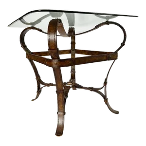 Equestrian Jacques Adnet Style Bridle Harness Side Table