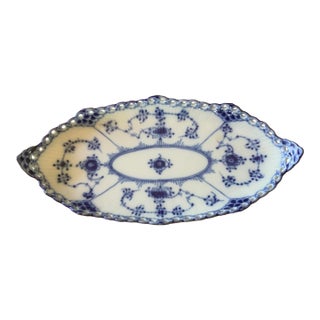 1960s Royal Copenhagen Blue Fluted Full Lace Oval Dish For Sale