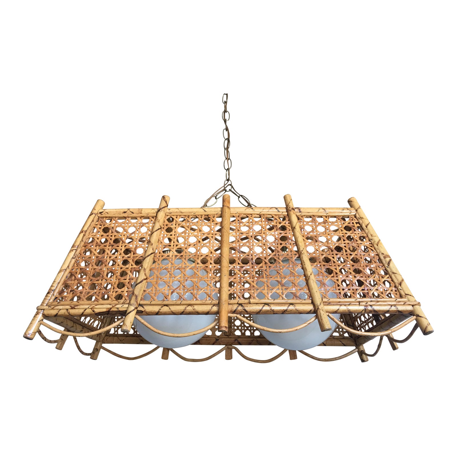 1960s Wicker & Rattan Chandelier Chairish