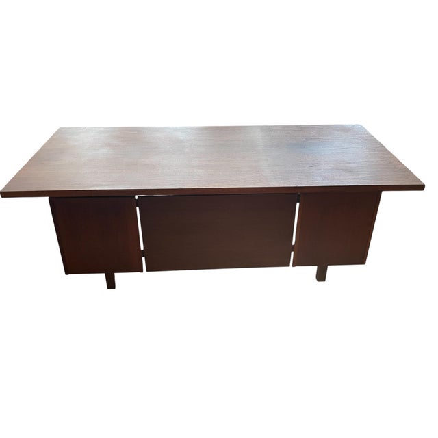 Jens Risom 1960s Jens Risom Mid Century Walnut Wood Executive Desk For Sale - Image 4 of 18