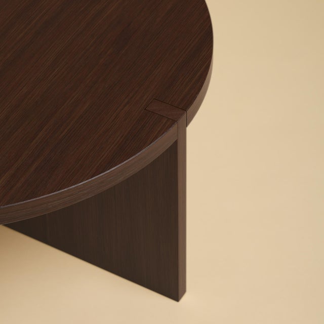 Contemporary Round Coffee Table in Smoked Oak by Lebanto For Sale - Image 3 of 4