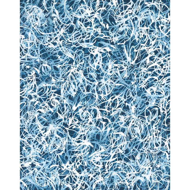 "Blue Chiffon No.8 " Ready to Hang Contemporary Abstract Painting on Canvas For Sale