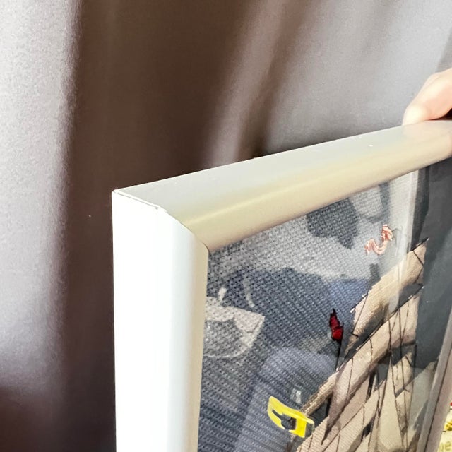 Vintage Signed Nautical Cross Stitch Ship Framed Textile Art c.1992 For Sale - Image 10 of 11