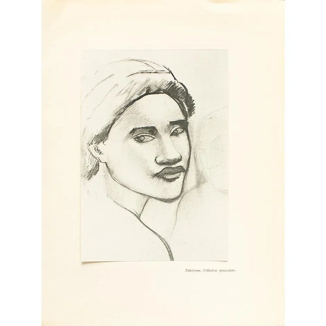 A lovely vintage black and white print of "Tahitian Sketch" by a major 19th-century painter, Paul Gauguin. Comes from a...