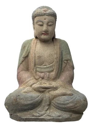 Rustic Wood Sitting Gautama Amitabha Shakyamuni Buddha Statue