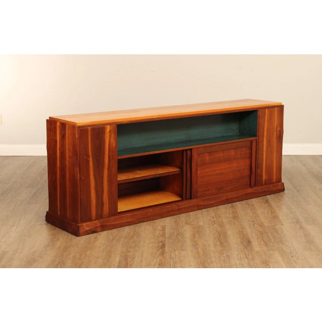 Mid-Century Modern 1960s Robert Whitley Custom Studio Walnut Double-Side Bookcase Cabinet For Sale - Image 3 of 13