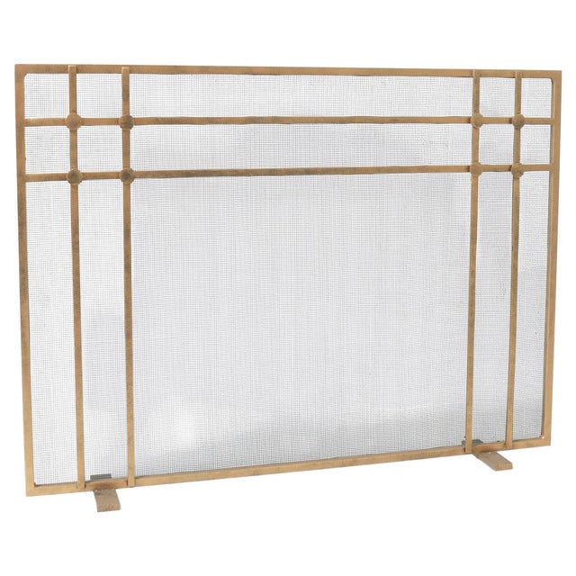 Modern Aged Gold Henry Fireplace Screen For Sale - Image 3 of 10