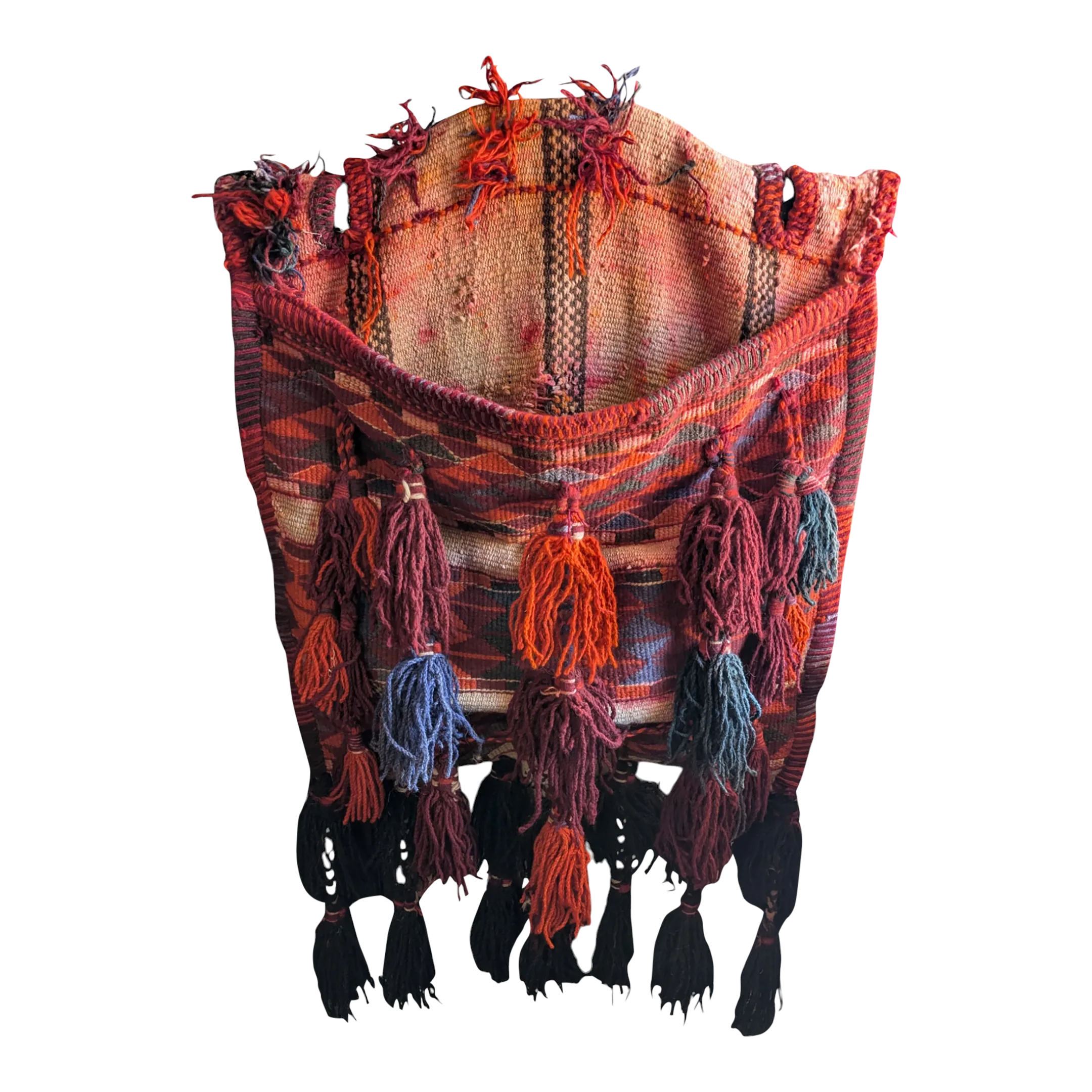 ★DE MERIEL★ Basset Round Bag Camel BASSET Vintage Camel Saddle Bags, Woven Textile Art, Boho Tapestry