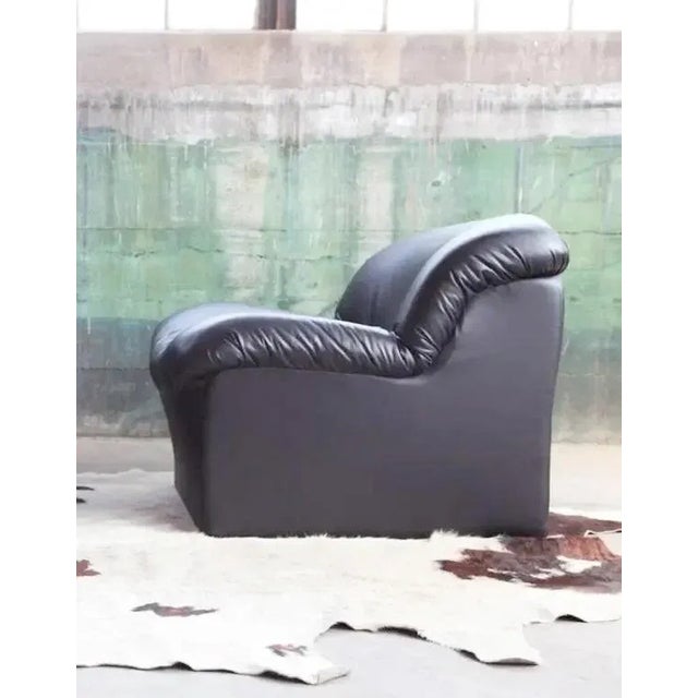 Black Postmodern Black Upholstered Sculptural Lounge Chair, 1980s, (One Chair 2 Avail) For Sale - Image 8 of 12
