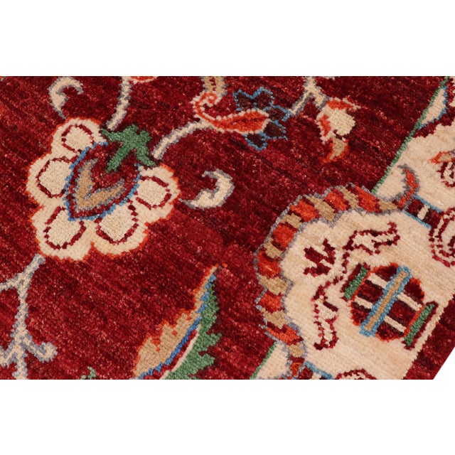 Shabby Chic Ziegler Red/Beige Wool Runner Rug- 1'11'' X 5'0'' For Sale In New York - Image 6 of 10