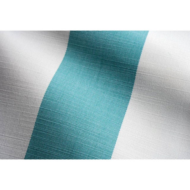 Modern Striped Indoor Outdoor Pillow Cover in Turquoise - a Pair, Size: 20x20, Perennials Pillows For Sale - Image 3 of 3