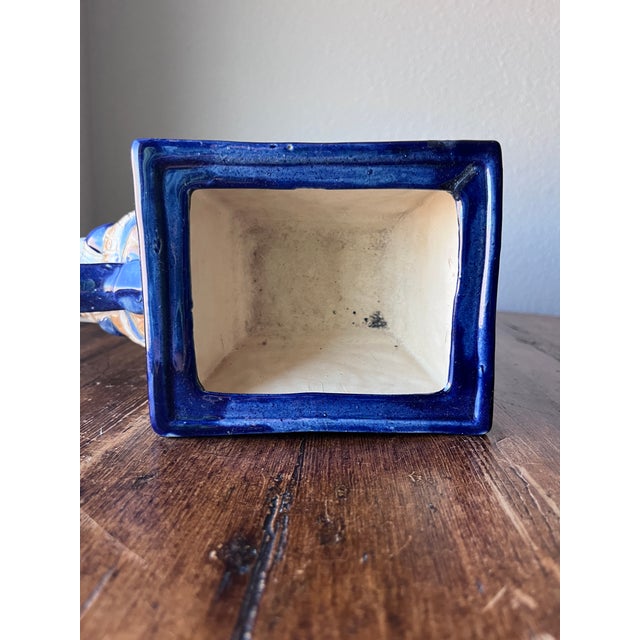 Blue Vintage Elephant Indoor/Outdoor Cobalt Blue Planter 10” Tall For Sale - Image 8 of 9