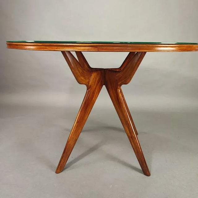 Round Table with Green Glass Top, Italy, 1950s For Sale - Image 6 of 8