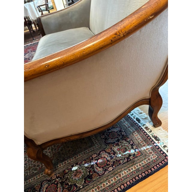 1970s Walnut Framed Loveseat Sofa For Sale - Image 5 of 8