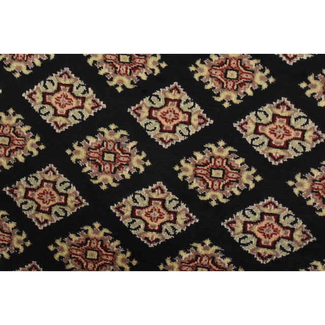Bokhara Jaldar Rug 6′ X 9’3” Black Wool Tribal Hand-Knotted Oriental Carpet For Sale - Image 4 of 13