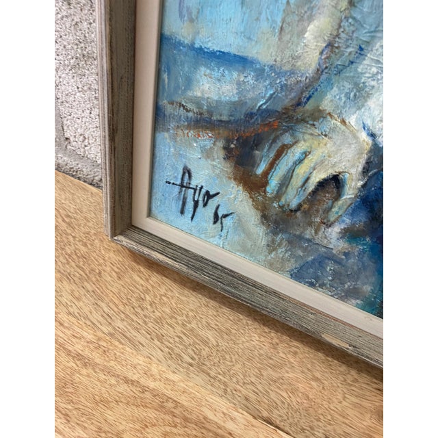 Mid 20th Century Midcentury Signed Original Oil Painting on Canvas For Sale - Image 5 of 7