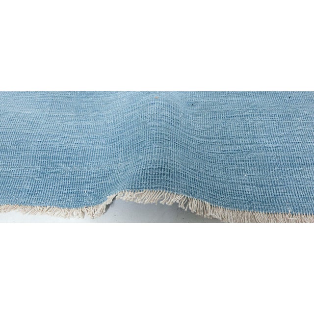 Textile Doris Leslie Blau Vintage Indian Dhurrie Blue Rug For Sale - Image 7 of 10