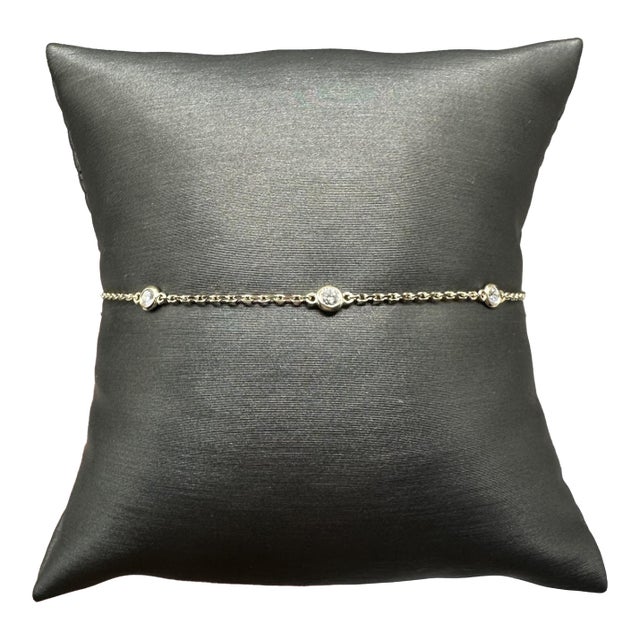 Diamond Station Bracelet in 14kt Yellow Gold – 0.22ctw, 7in, New For Sale