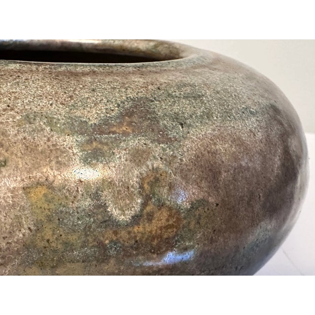 Flat-Shaped Studio Ceramic Art Vase Glazed in Crystal- and Run-Glaze Technique, West Germany, 1960s For Sale - Image 17 of 18