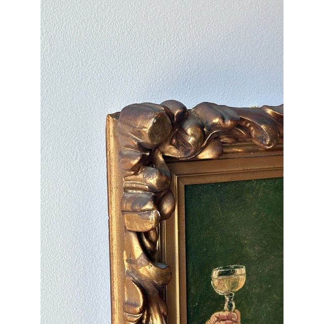 Gold Antique Genre Painting in Ornate Gilt Wood Frame For Sale - Image 8 of 12