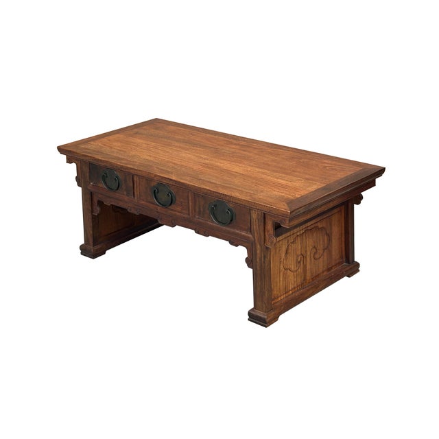 Asian Oriental Rectangular Rosewood Charm Patina 3 Drawers Coffee Table For Sale - Image 3 of 15