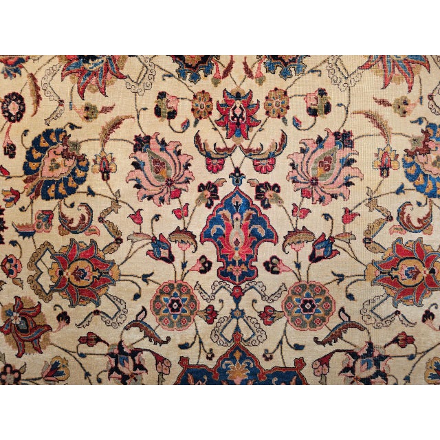 Vintage Persian Tabriz Rug, Hand-Knotted Wool, Palmettes & Sickle Leaves Pattern, Blue & Ivory, 8x12 For Sale - Image 10 of 15