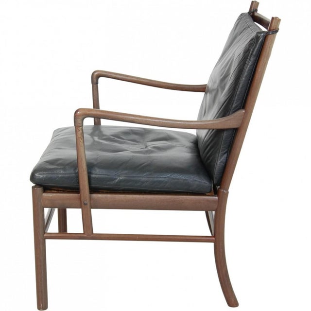 Colonial Chair in Mahogany and Black Leather by Ole Wanscher, 1980s For Sale - Image 15 of 18