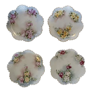 Late 20th Century R.C. Monbijou, Bavarian Rosenthal Plates Hand Painted Flowers Gilt Signed - Set of 4